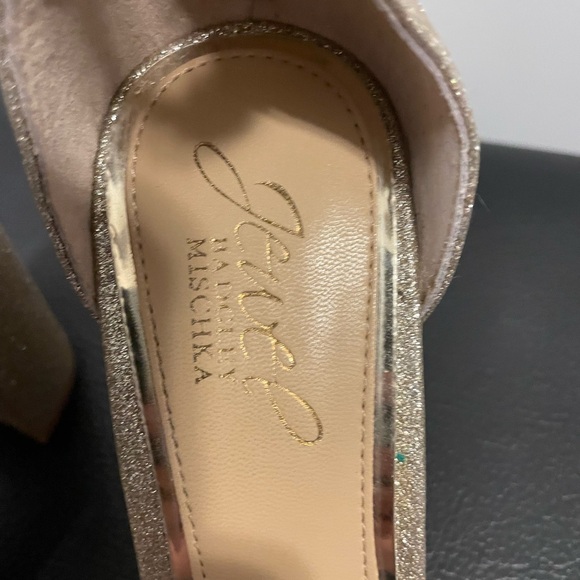 Jewel by Badgley Mischka size 6.5 Rose Gold-Glitter block heel - Picture 4 of 7